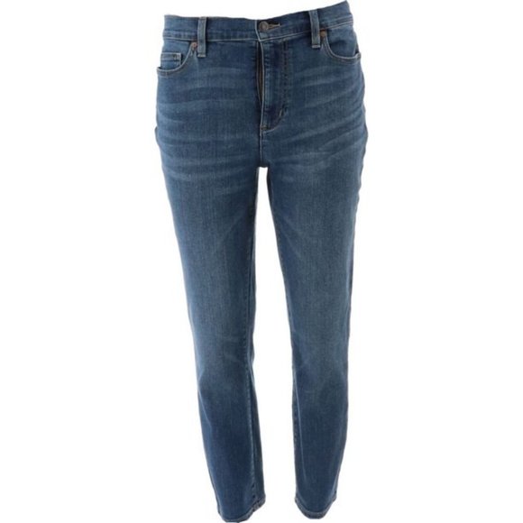 NWT LANDS' END WOMEN'S HIGH RISE SLIM LEG ANKLE JEANS WILLIAMSON‎ WASH 2P - Picture 1 of 9